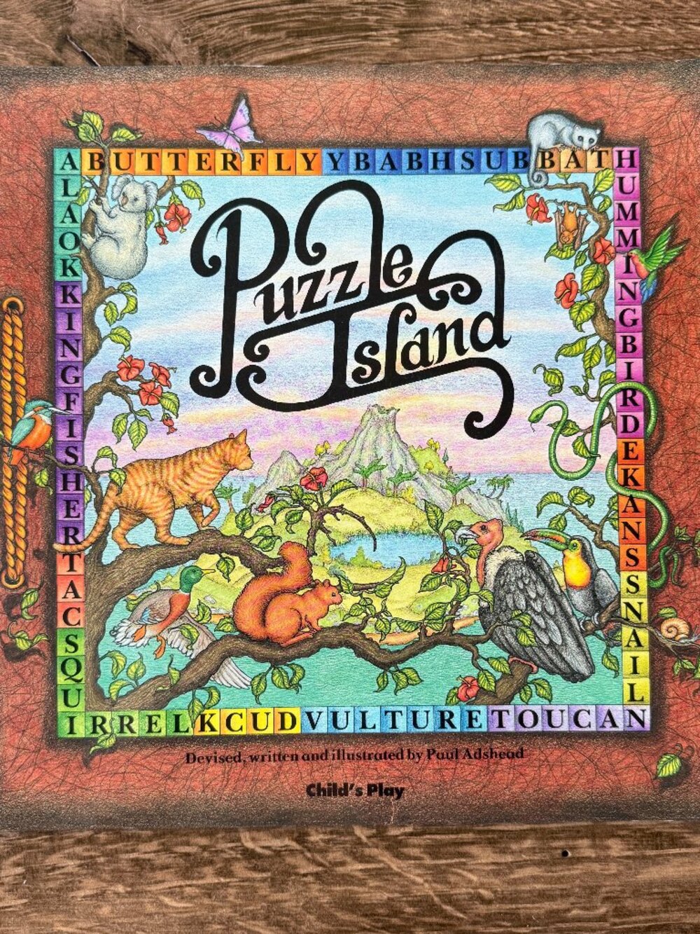 Vintage Puzzle Island by Paul Adshead Hardcover Hidden Picture Book